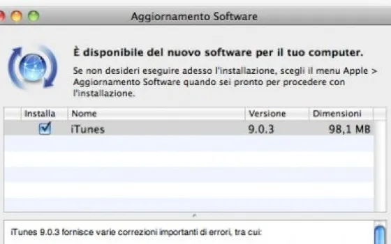 Aggiornato iTunes: versione 9.0.3