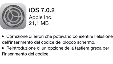 Apple rilascia iOS 7.0.2 per tappare le falle di sicurezza