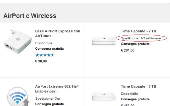 Anche le Time Capsule scarseggiano, nuove versioni  in arrivo?