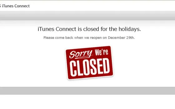 iTunes Connect chiude per le festività
