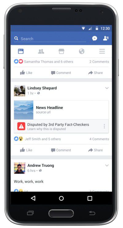 Facebook segnalerà le notizie false
