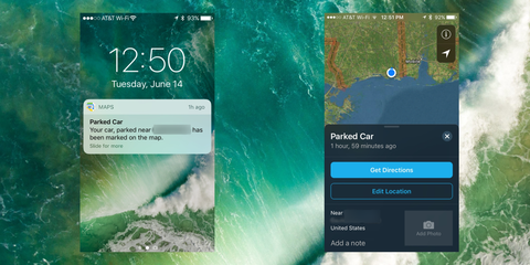 iOS 10, ritrovare il parcheggio dell'auto in modo automatico