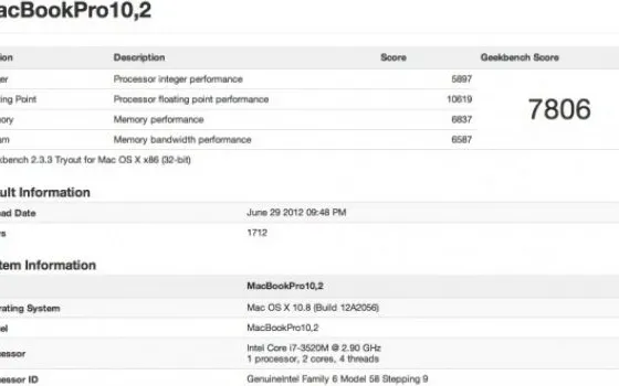 I primi benchmark del MacBook Pro Retina da 13