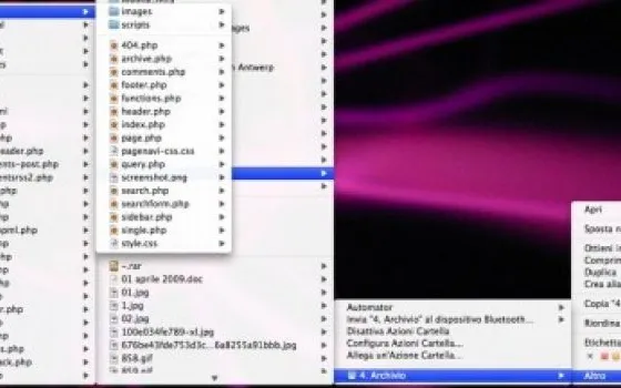 FolderGlance permette di esaminare le cartelle tramite i menù