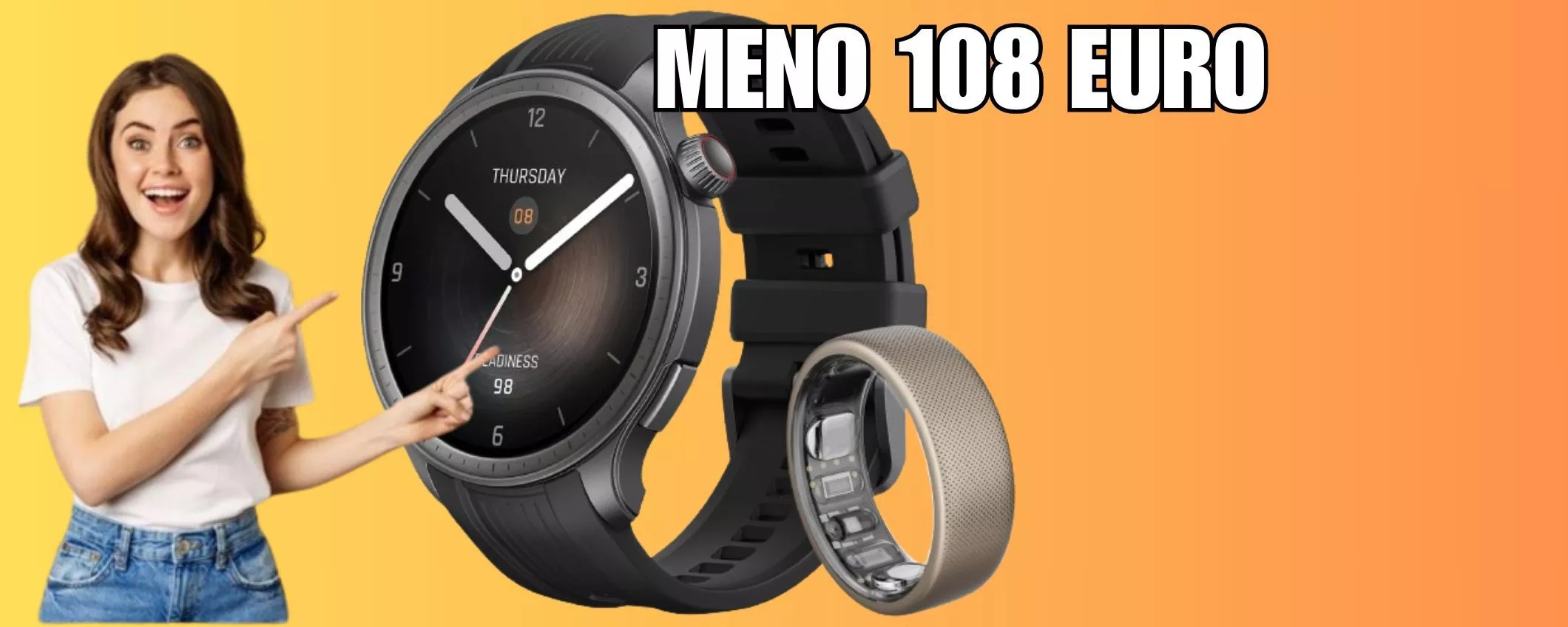 Bundle esagerato:  Amazfit Balance Smartwatch 46 mm + Helio Ring MENO 108 EURO!