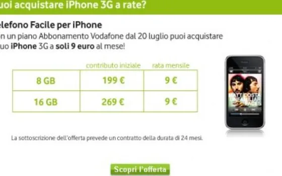Vodafone: c'è anche Telefono Facile per iPhone 3G