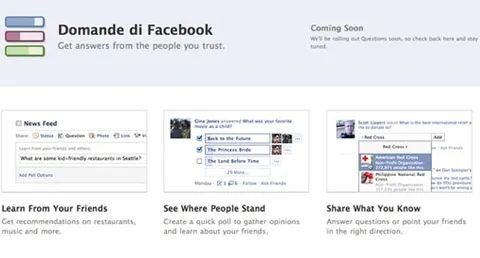 Facebook, le domande si fanno con Questions