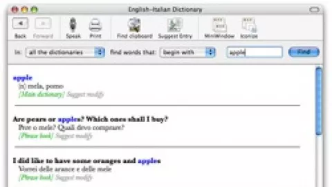 English-Italian dictionary per Mac