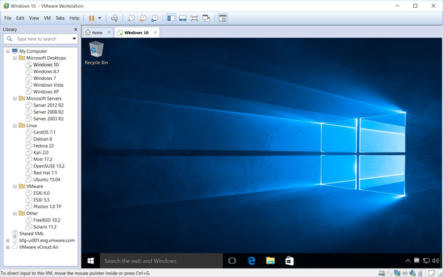 Windows 10 in VMware Workstation 12 Pro.