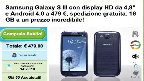 Groupon: Samsung Galaxy S3 a 479 euro