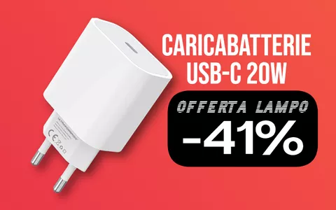 Caricabatterie USB-C 20W per iPhone e non solo: OFFERTA LAMPO (-41%)