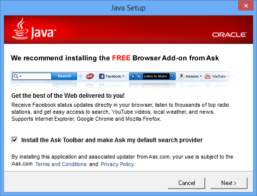 Ask Toolbar in Java