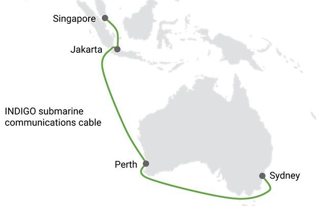 Il percorso del cavo sottomarino INDIGO per la comunicazione nel sudest asiatico