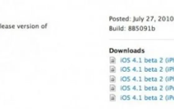Apple invia iOS 4.1 beta 2 agli sviluppatori