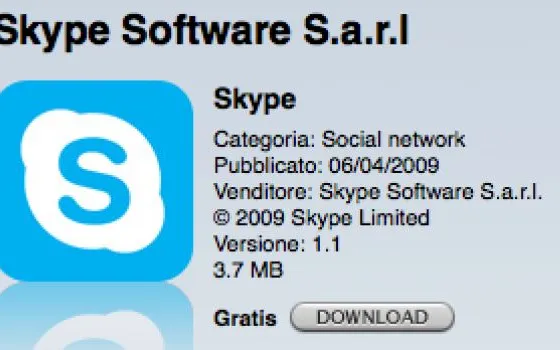 Disponibile Skype 1.1 per iPhone, con localizzazione italiana e SMS