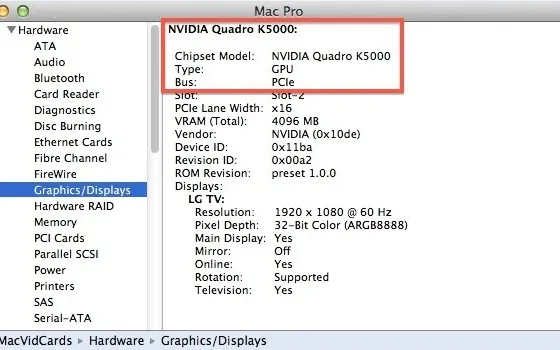 Tracce di NVIDIA Quadro K5000 in OS X 10.8.3 Beta 13