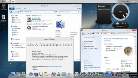 OS X Mountain Lion su Windows 8 con uno Skin Pack