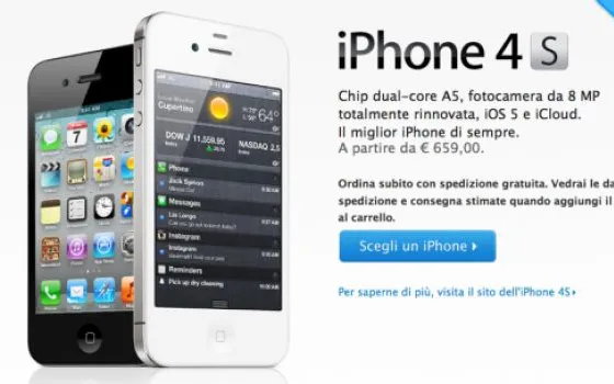 iPhone 4S disponibile sullo Store italiano: prezzi e tempi di spedizione