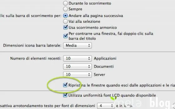 Configurare l'apertura automatica delle finestre in Lion