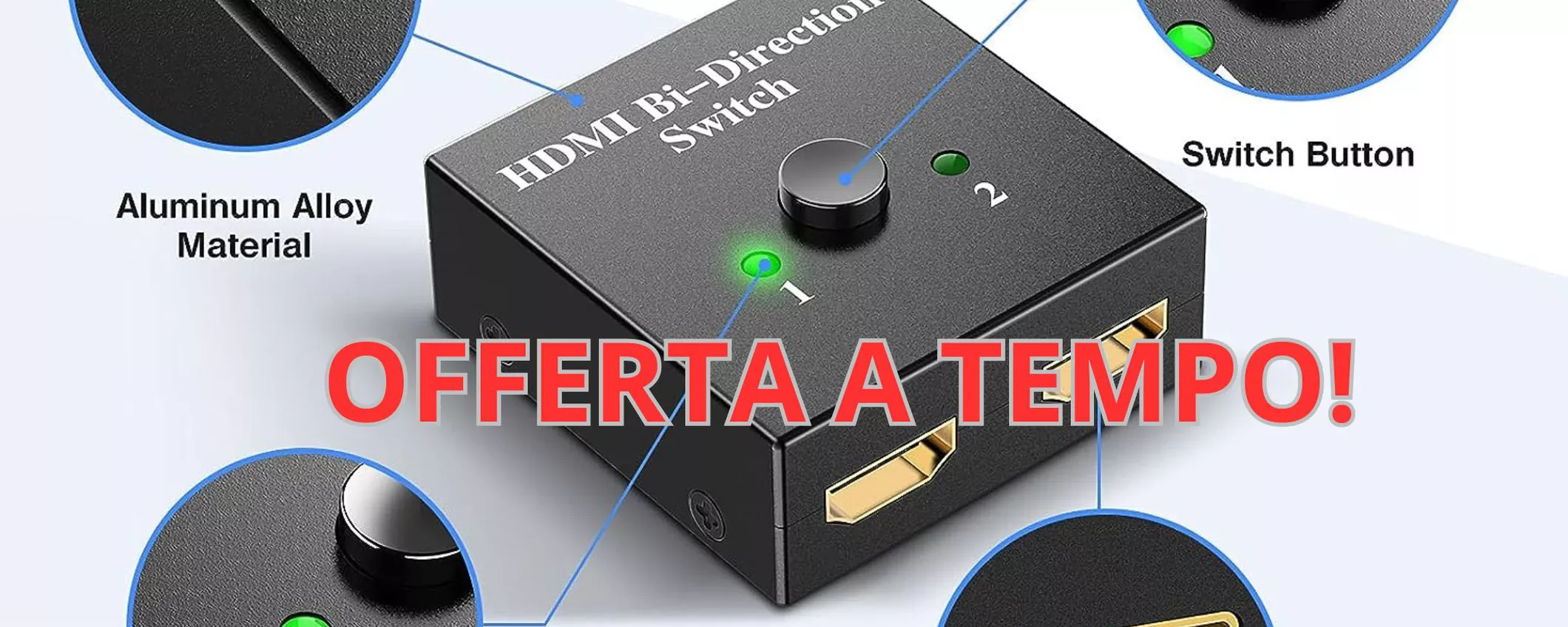 OFFERTA A TEMPO: HDMI Switch 4K Bidirezionale 2 in 1 a soli 5 euro!