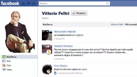 Vittorio Feltri preso di mira dal Web