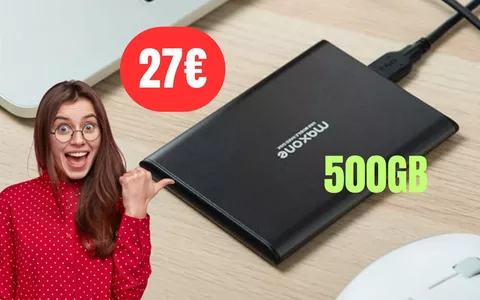 Hard disk esterno da 500GB a 27€ su Amazon: OFFERTISSIMA