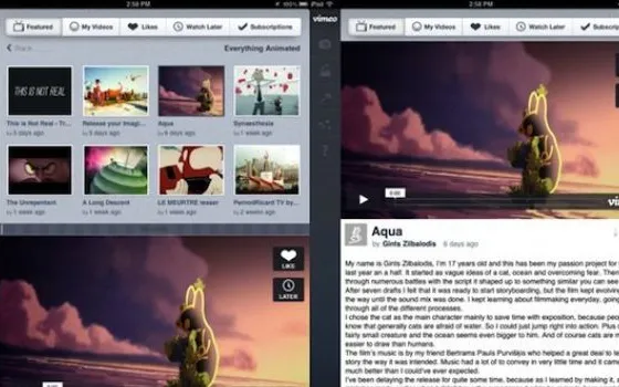 Vimeo 2.0: Ui per iPad e integrazione col Vimeo Music Store