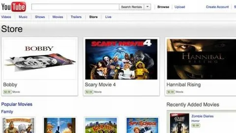 Google lancerà il noleggio dei film su YouTube