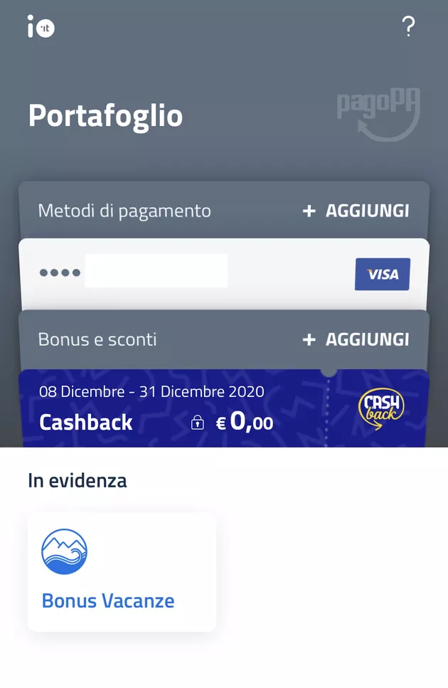 app IO cashback aggiungere carta 02
