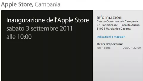 Apple Store Campania: Inaugurazione sabato 3 settembre