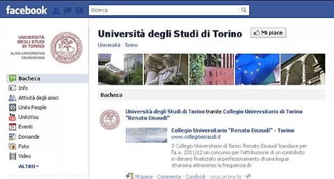 Due università su tre sono su Facebook