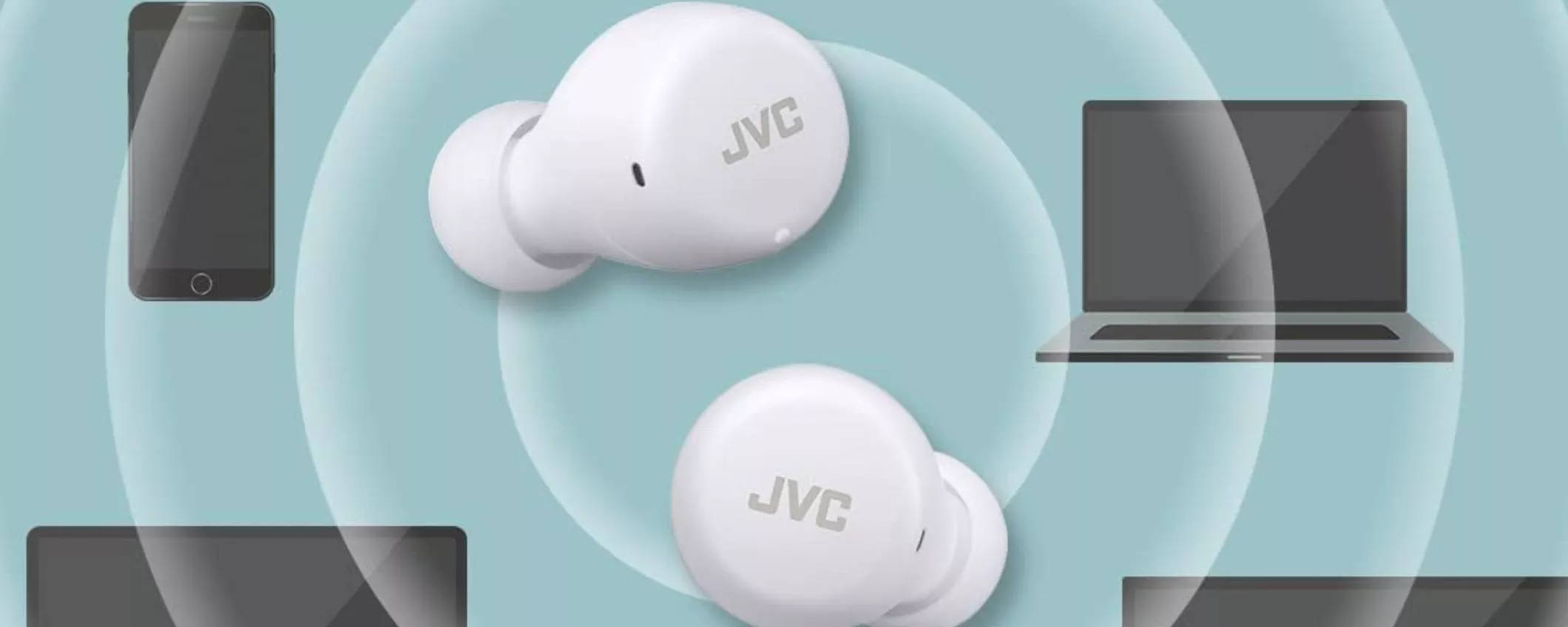 Cuffie bluetooth JVC al MINIMO STORICO: 43% di sconto e le paghi solo 19,99€