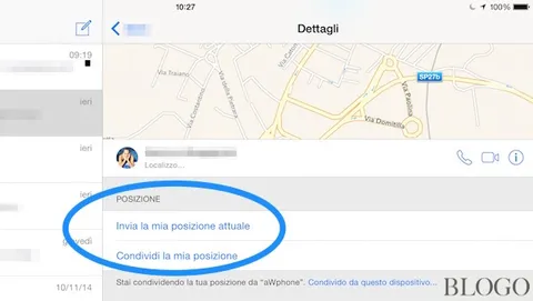 iOS 8, Condividere istantaneamente la propria posizione dall'app Messaggi