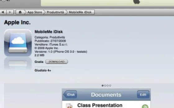 Apple rilascia MobileMe iDisk su App Store