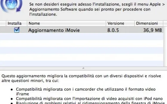 Disponibile iMovie 8.0.5
