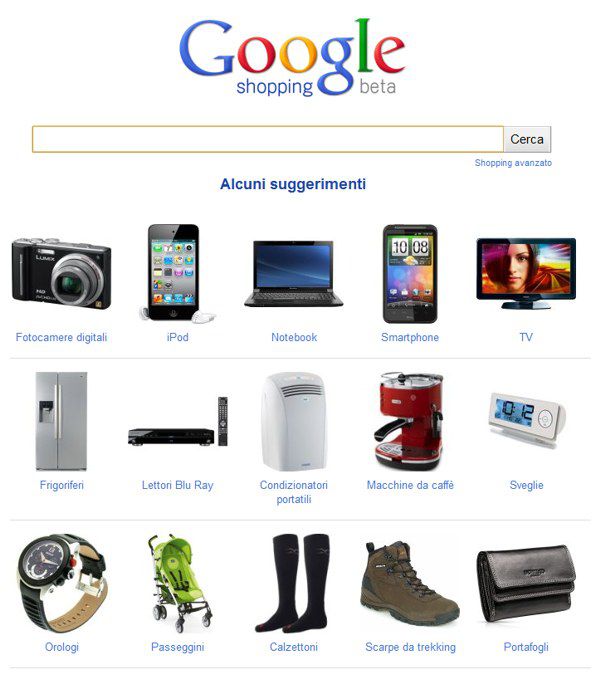 Homepage Google Shopping