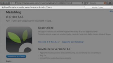 NoMoreiTunes: bloccare l'apertura automatica di iTunes in Safari