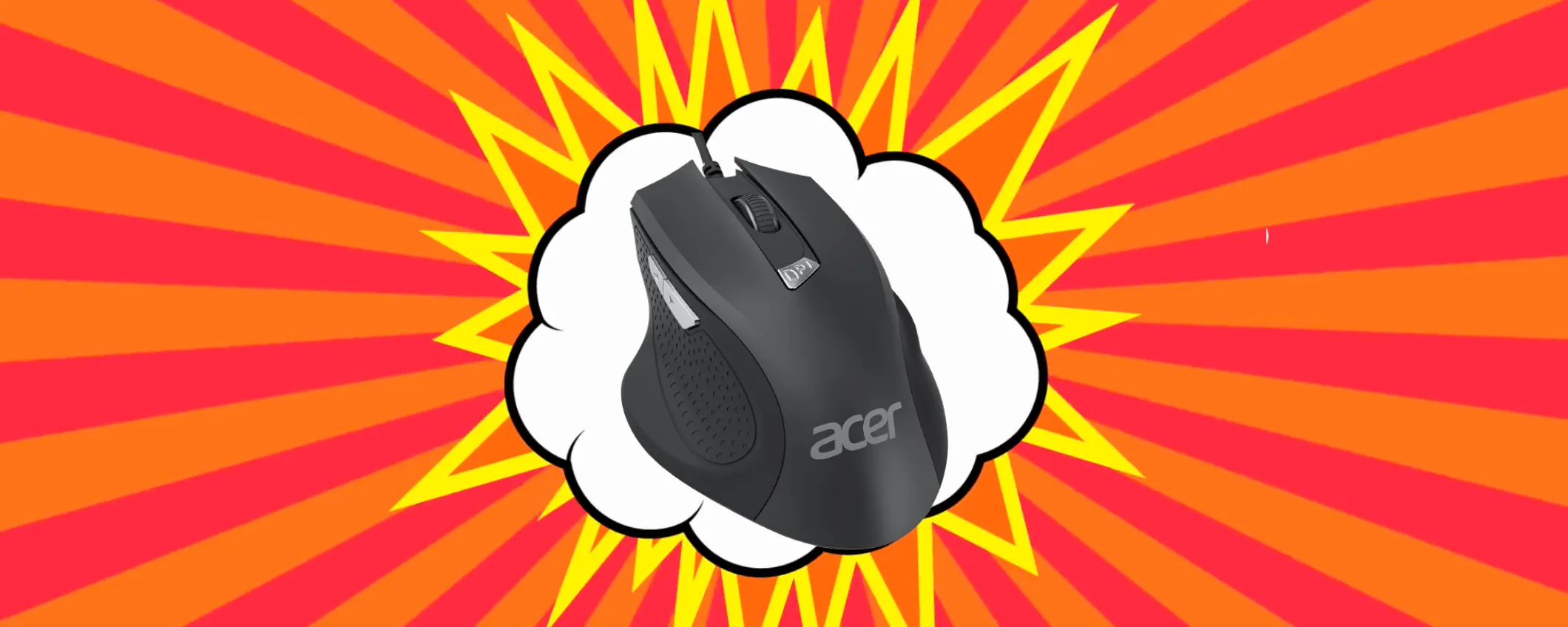Solo 10€ per il Mouse USB Acer ergonomico e personalizzabile