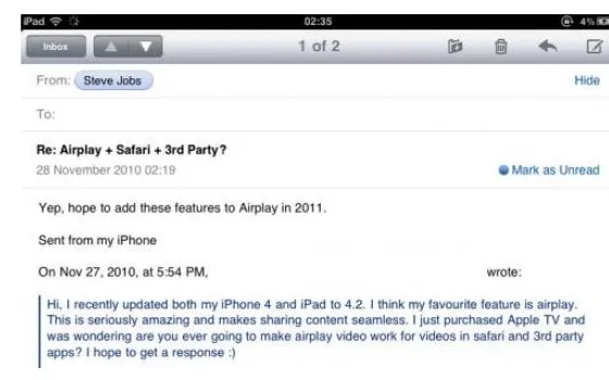 Jobs: AirPlay per Safari ed altre applicazioni nel 2011