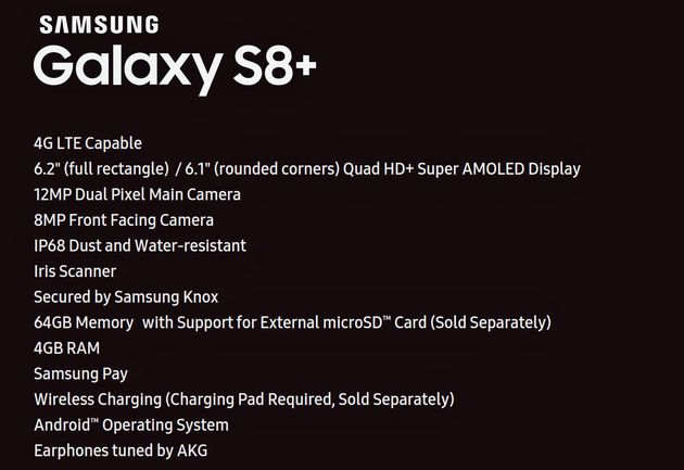 Samsung Galaxy S8+ spec