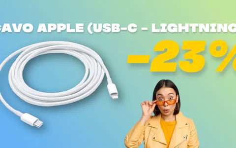 Cavo Apple da USB-C a Lightning (2m): RISPARMIA il 23% su Amazon, ORA!