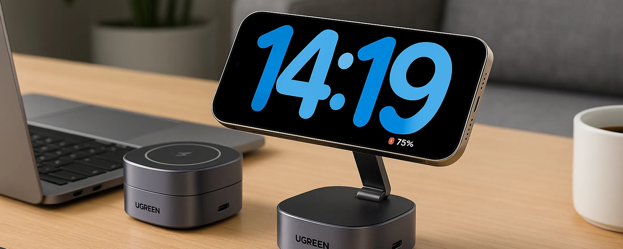 UGREEN MagFlow: ricarica doppia Apple a 20€, compatto e subito in offerta