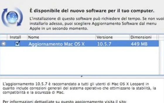 Rilasciato Mac OS X 10.5.7