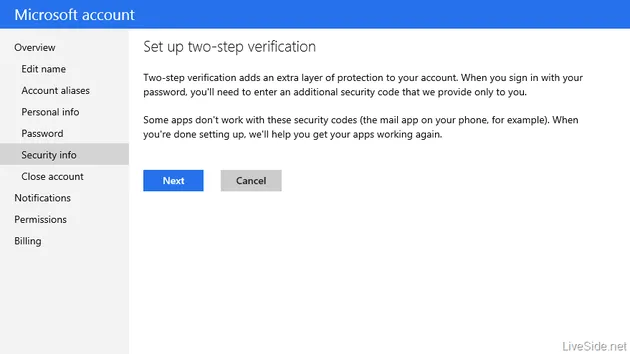Autenticazione a due fattori Microsoft account