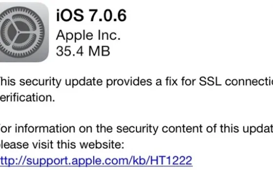 iOS 7.0.6 disponibile per il download