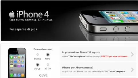 Tim pubblica i prezzi e le tariffe per iPhone 4