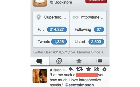 iBookstore, Tweet esplicito pubblicato per errore