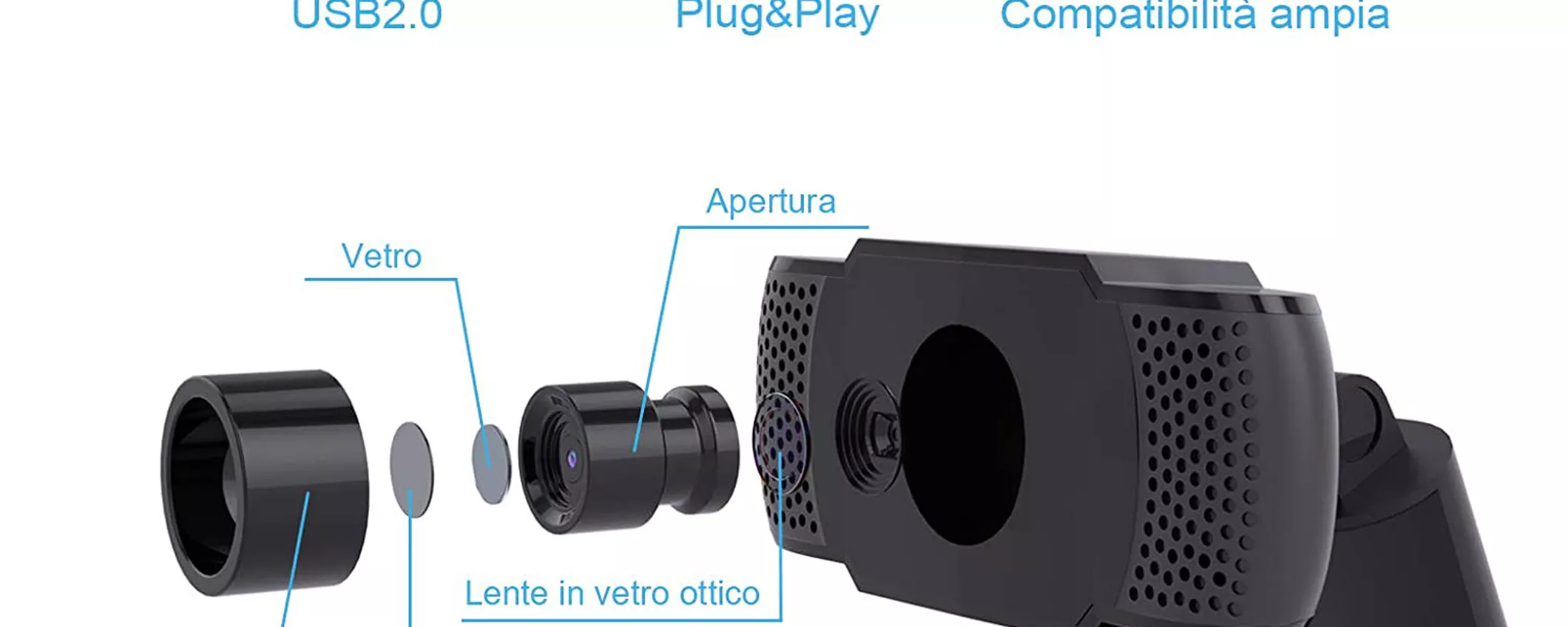 Webcam 1080P con microfono: perfetta per smartworking a 19€