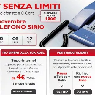 Telecom Italia: promozione Internet Senza Limiti