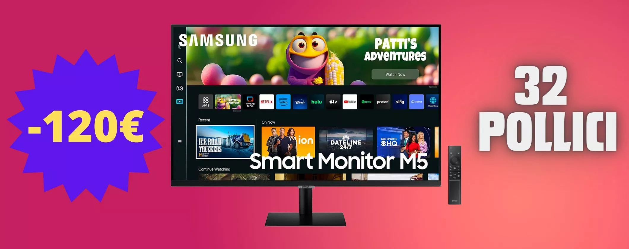 Monitor Samsung M5 a 120€ in meno: HDR10 e casse integrate
